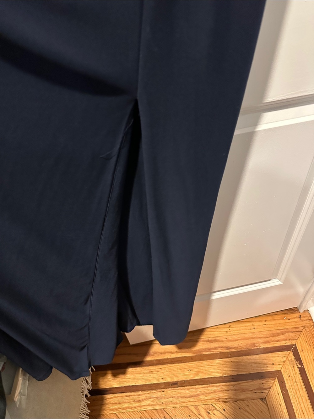 Ralph Lauren Navy Sleeveless Draped Maxi Gown with Brooch - Picture 4 of 7